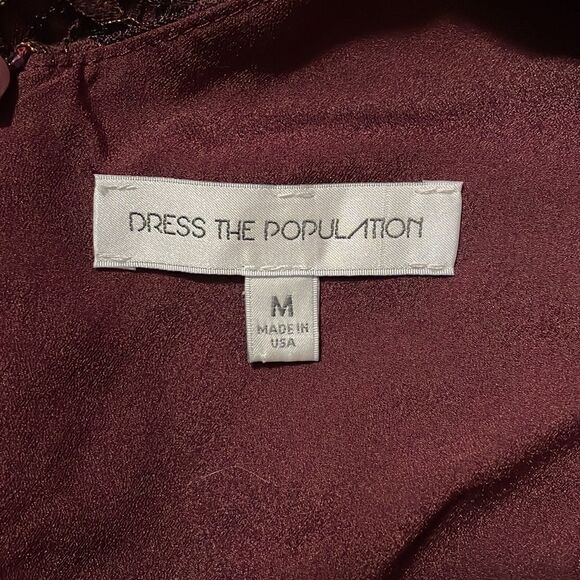 Dress The Population Lace Romper Burgundy Gold M - Picture 10 of 11